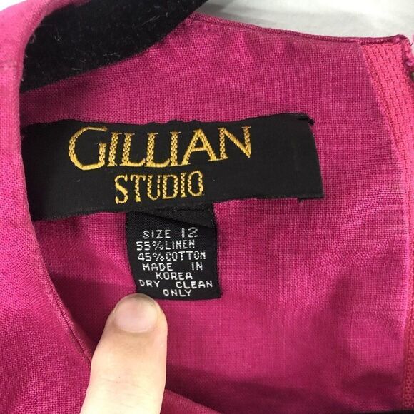 Vintage Gillian Size 12 Studio Pink Career‎ Secretary Linen Blend Retro Dress - Picture 3 of 9